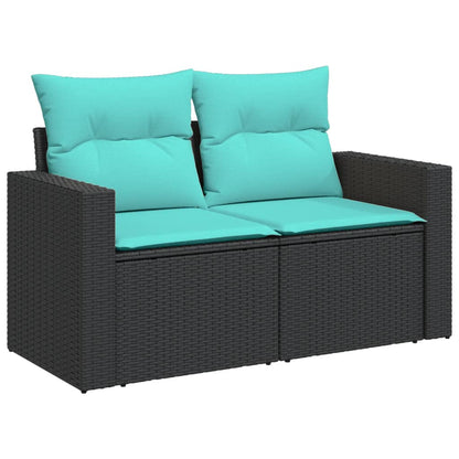 Set Divani da Giardino 10 pz con Cuscini Nero in Polyrattan | homemem39