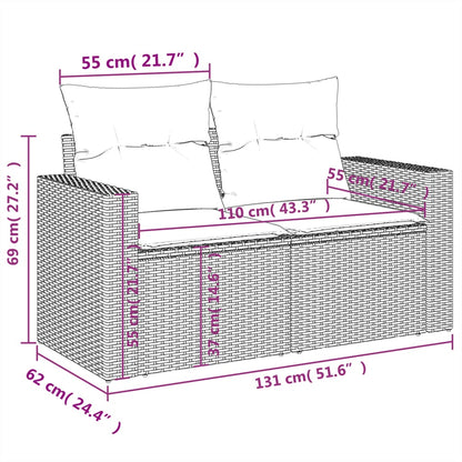 Set Divani da Giardino 10 pz con Cuscini Nero in Polyrattan | homemem39