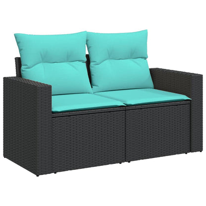Set Divani da Giardino 10 pz con Cuscini Nero in Polyrattan - homemem39