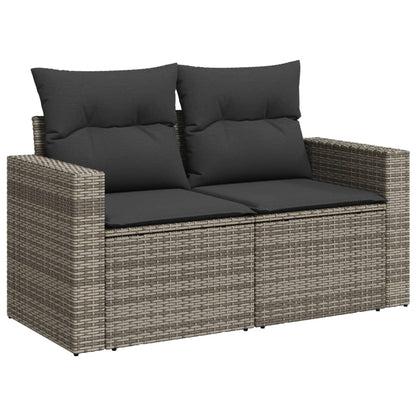 Set Divano da Giardino 10 pz con Cuscini Grigio in Polyrattan | homemem39