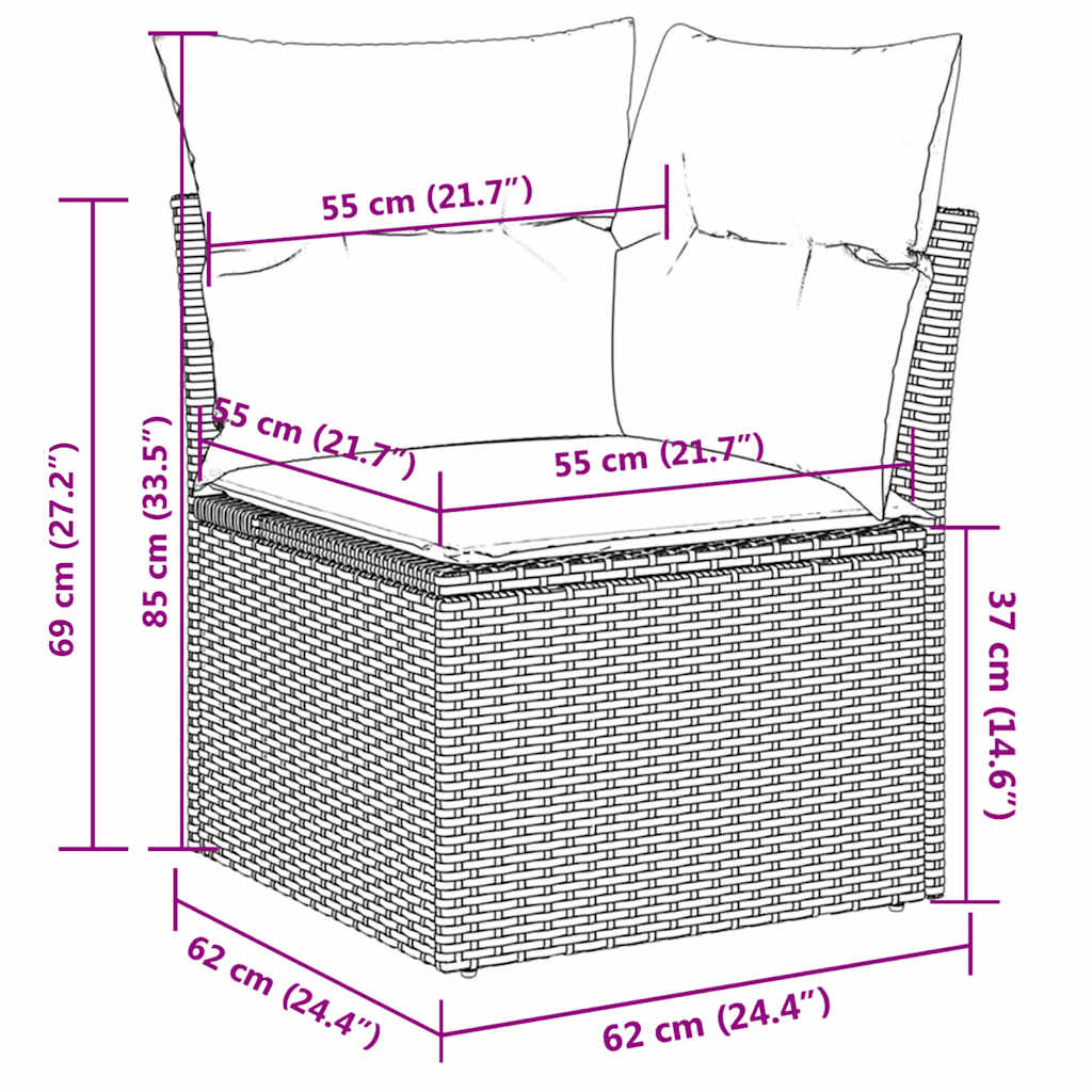 Set Divani da Giardino 10 pz con Cuscini Grigio in Polyrattan | homemem39