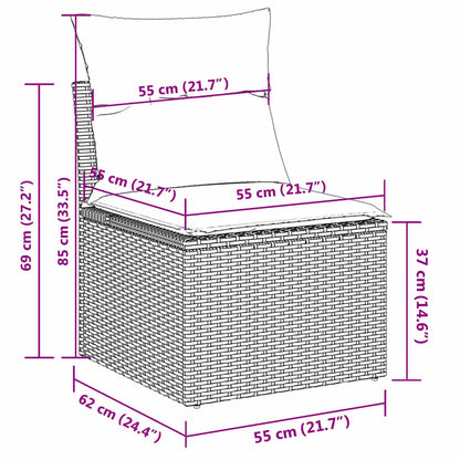 Set Divani da Giardino 10pz con Cuscini in Polyrattan Marrone