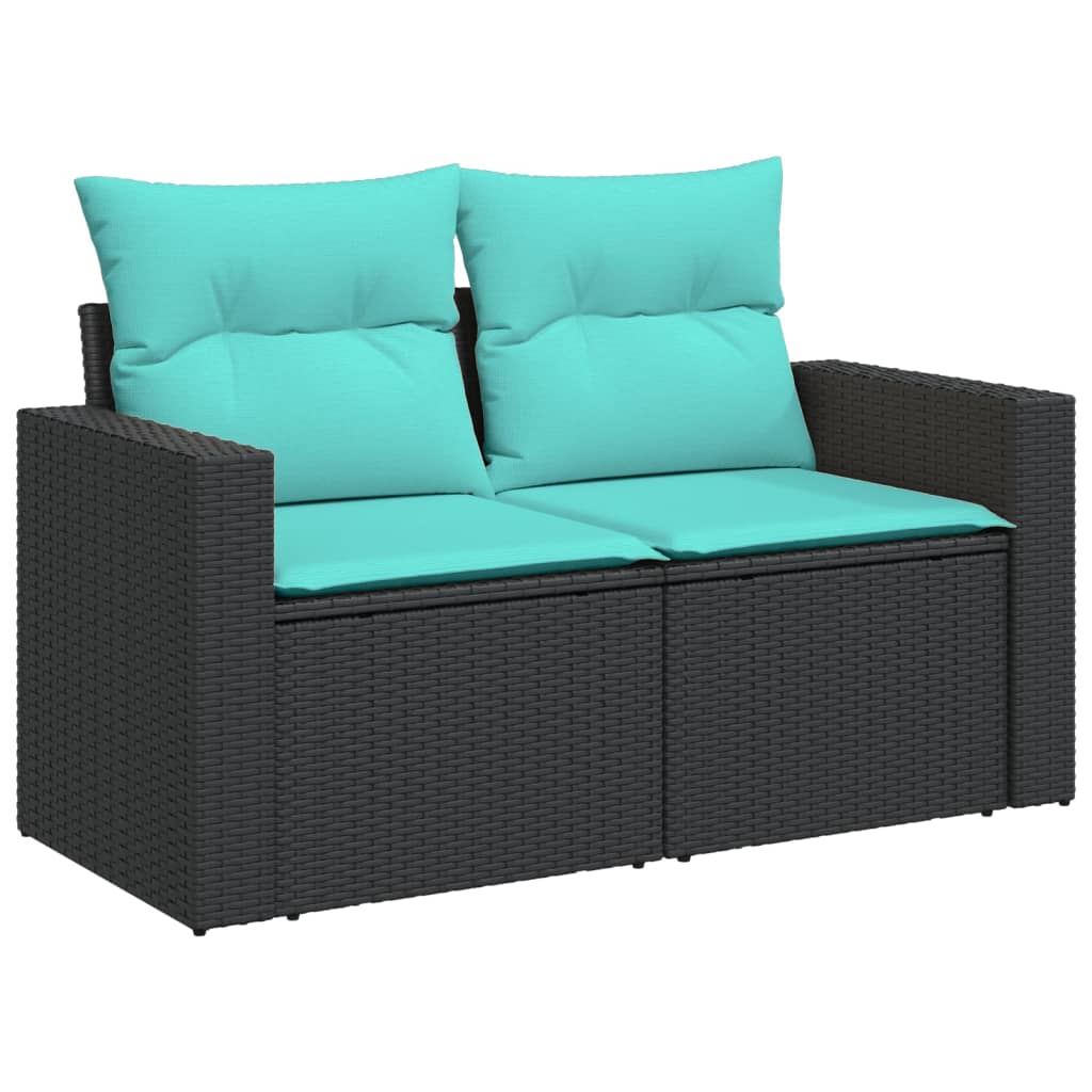 Set Divani da Giardino 11 pz con Cuscini in Polyrattan Nero - homemem39