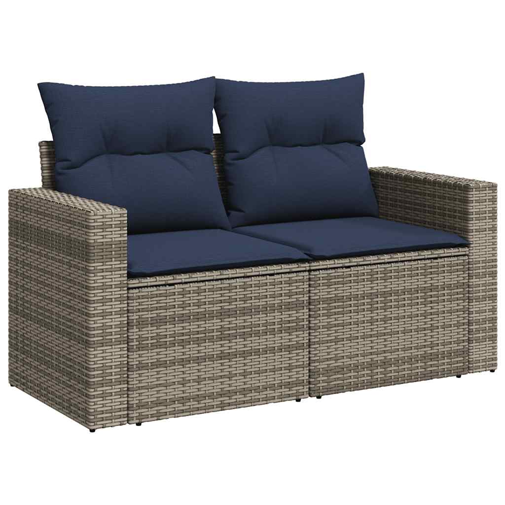 Set Divani da Giardino 10 pz con Cuscini Grigio in Polyrattan