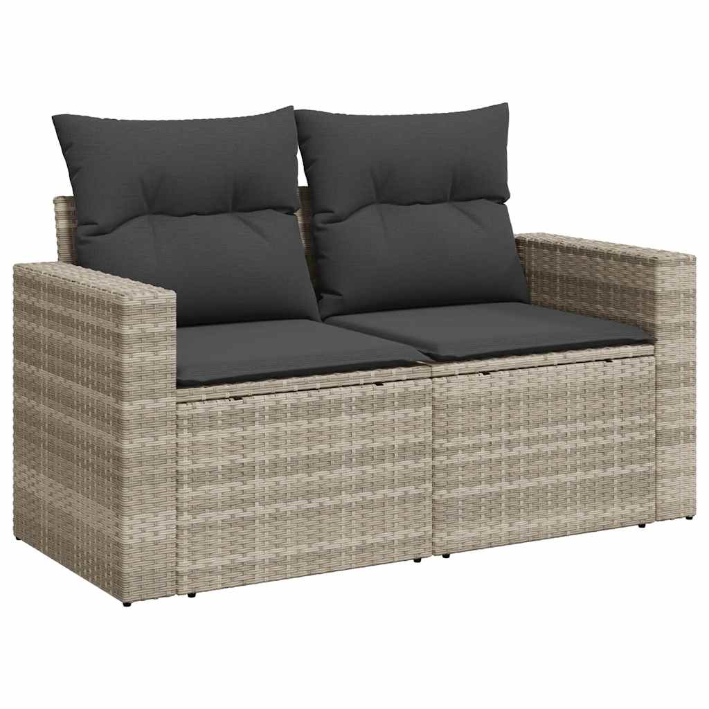 Set Divano Giardino 10 pz con Cuscini Grigio Chiaro Polyrattan | homemem39