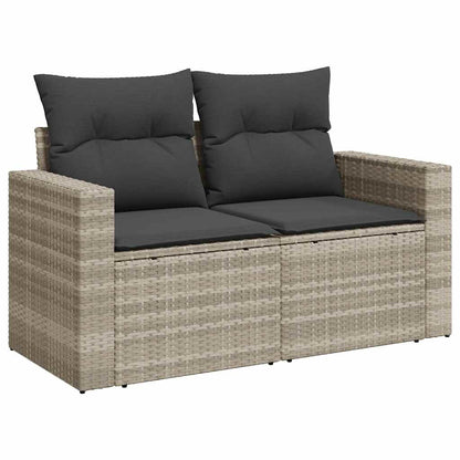 Set Divano Giardino 10 pz con Cuscini Grigio Chiaro Polyrattan | homemem39
