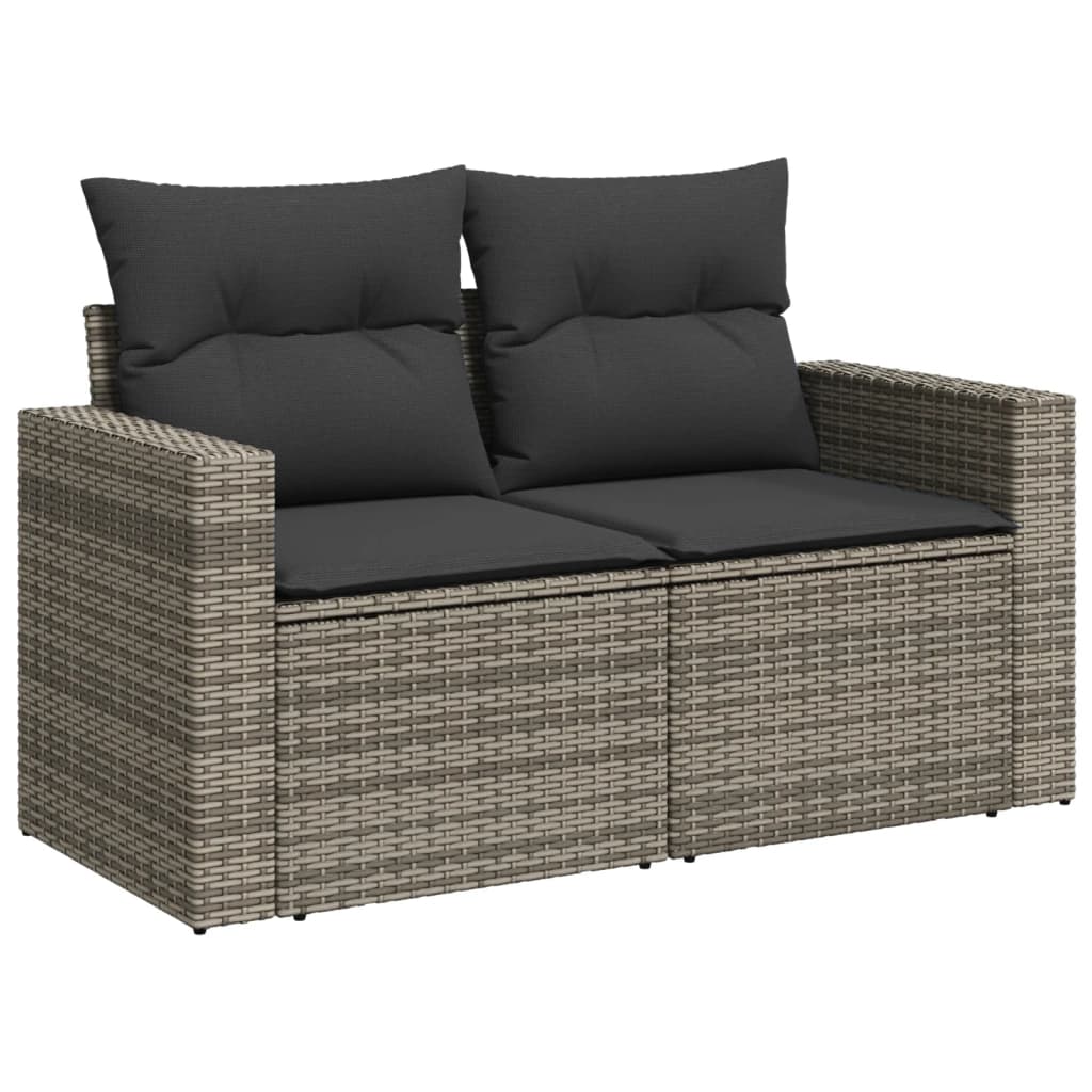 Set Divani da Giardino 11 pz con Cuscini in Polyrattan Grigio | homemem39
