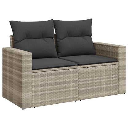 Set Divano Giardino 10 pz con Cuscini Grigio Chiaro Polyrattan | homemem39