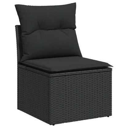 Set Divani da Giardino 11 pz con Cuscini in Polyrattan Nero | homemem39