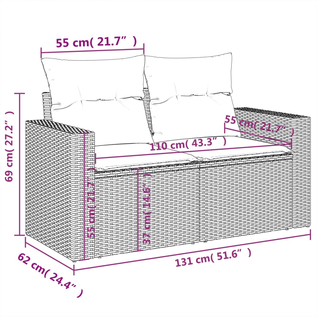 Set Divani da Giardino 11 pz con Cuscini Beige in Polyrattan | homemem39