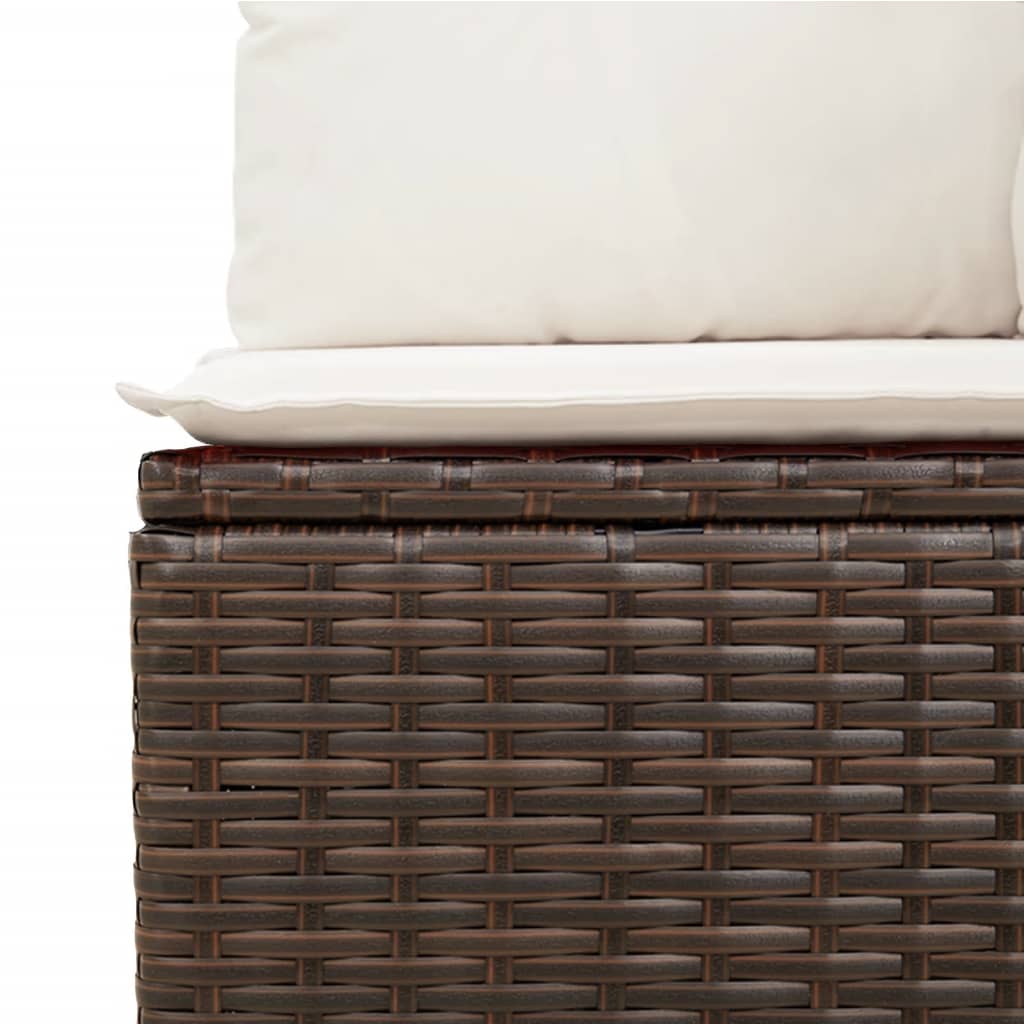 Set Divani da Giardino 11 pz con Cuscini Polyrattan Marrone | homemem39