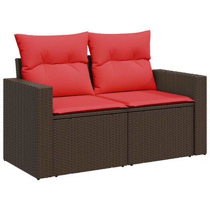 Set Divani da Giardino 11 pz con Cuscini Marrone in Polyrattan | homemem39