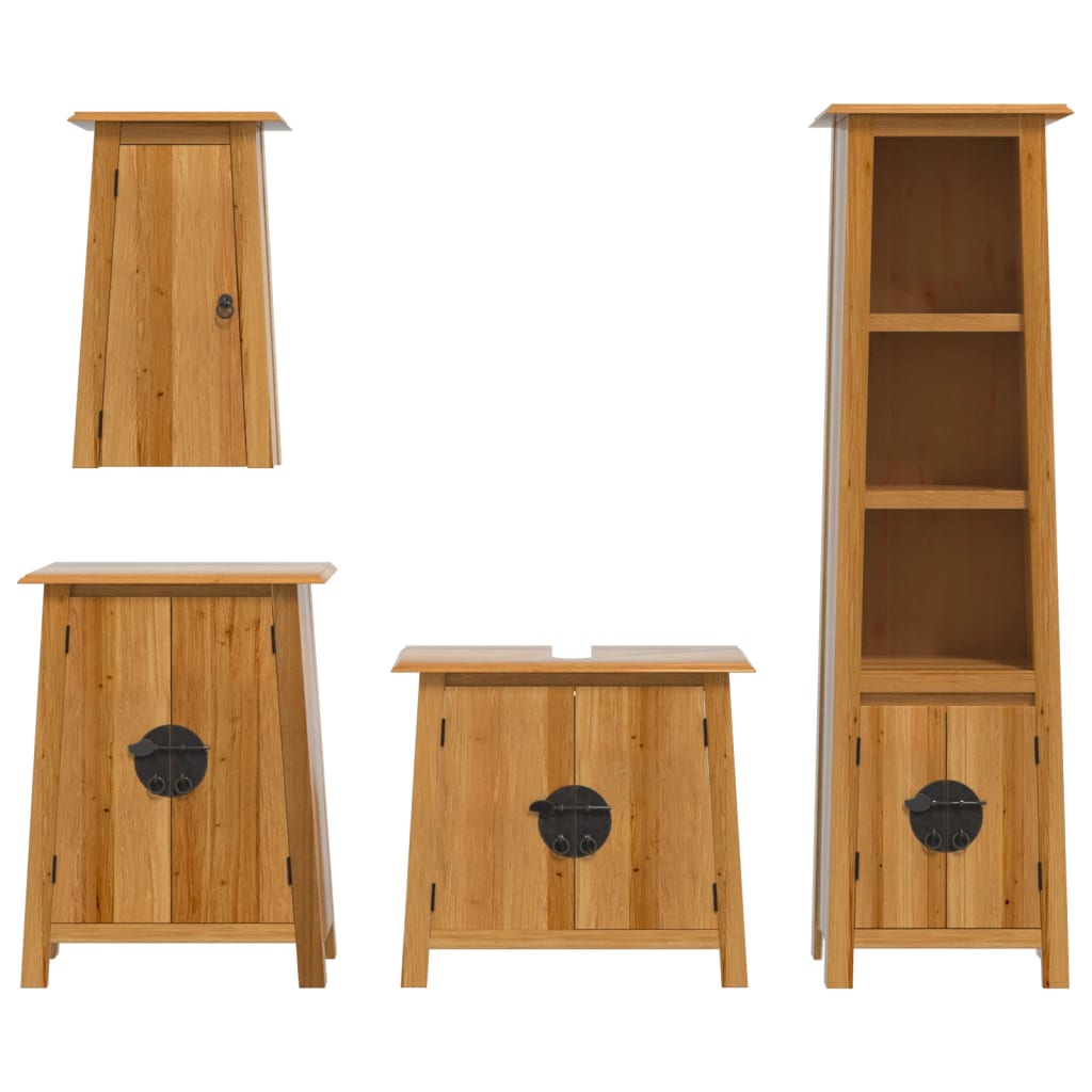 Set Mobili da Bagno 4 pz in Legno Massello di Pino | homemem39