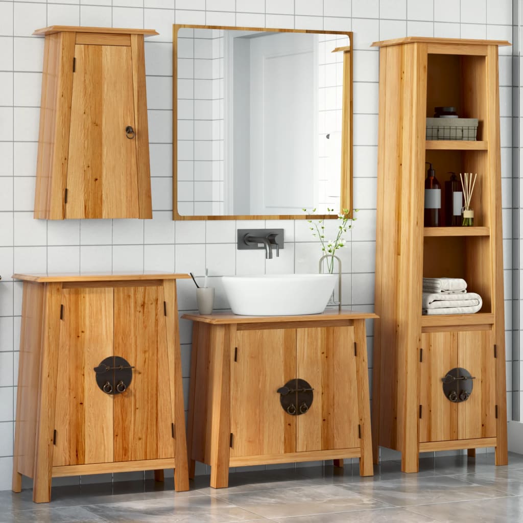 Set Mobili da Bagno 4 pz in Legno Massello di Pino | homemem39
