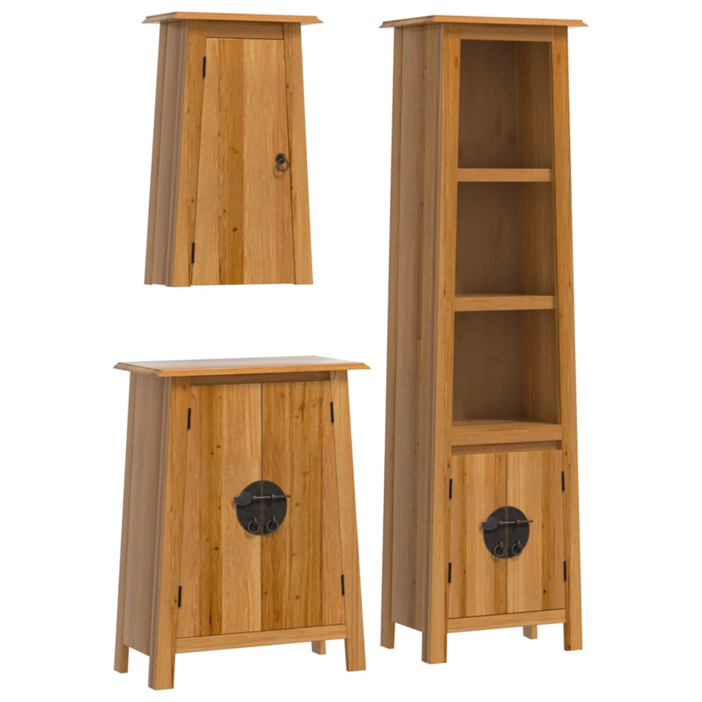 Set Mobili da Bagno 3 pz in Legno Massello di Pino | homemem39