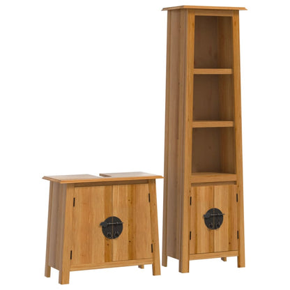 Set Mobili da Bagno 2 pz in Legno Massello di Pino | homemem39