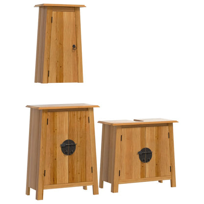 Set Mobili da Bagno 3 pz in Legno Massello di Pino | homemem39