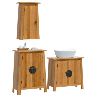 Set Mobili da Bagno 3 pz in Legno Massello di Pino | homemem39