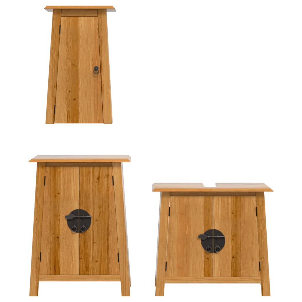 Set Mobili da Bagno 3 pz in Legno Massello di Pino | homemem39