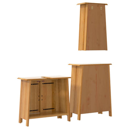 Set Mobili da Bagno 3 pz in Legno Massello di Pino | homemem39