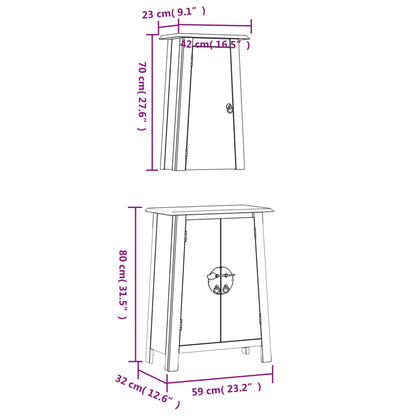 Set Mobili da Bagno 2 pz in Legno Massello di Pino