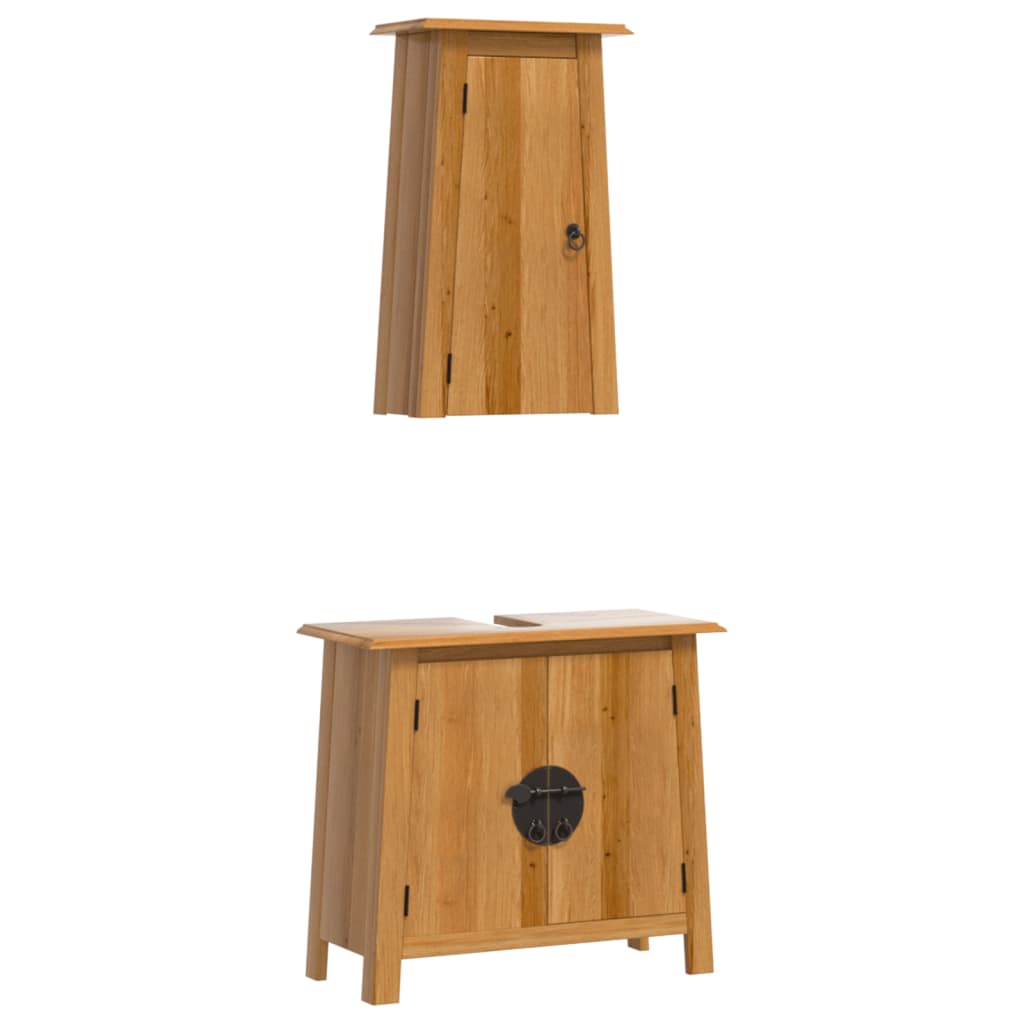 Set Mobili da Bagno 2 pz in Legno Massello di Pino | homemem39