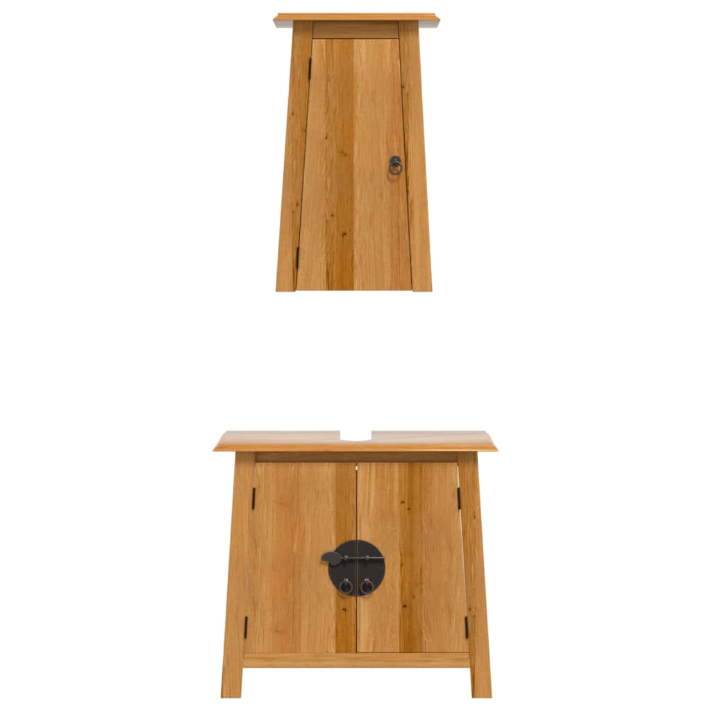 Set Mobili da Bagno 2 pz in Legno Massello di Pino | homemem39