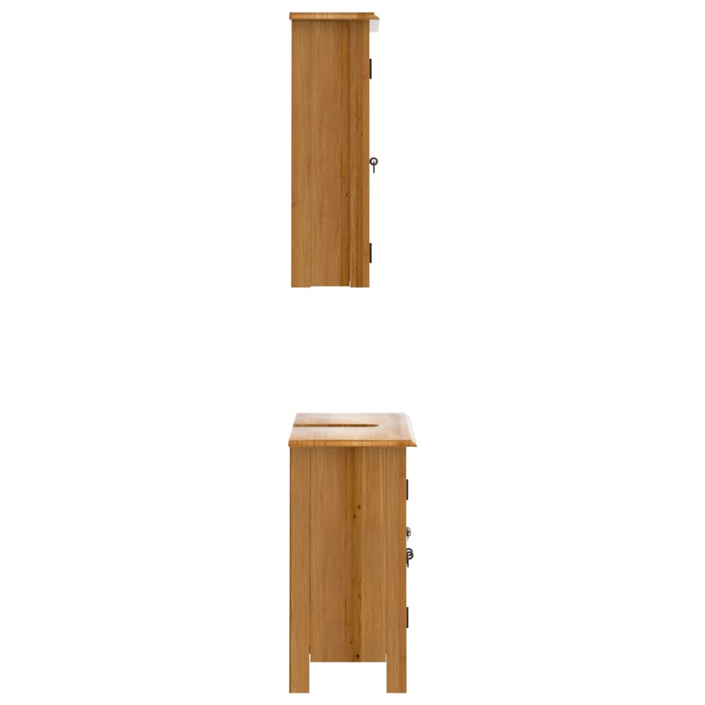 Set Mobili da Bagno 2 pz in Legno Massello di Pino | homemem39