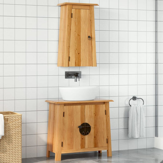 Set Mobili da Bagno 2 pz in Legno Massello di Pino | homemem39