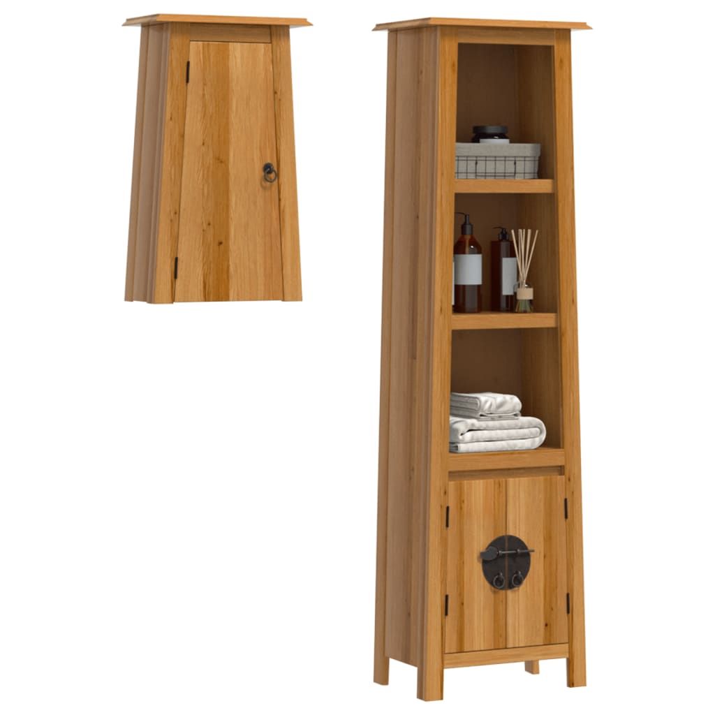 Set Mobili da Bagno 2 pz in Legno Massello di Pino | homemem39