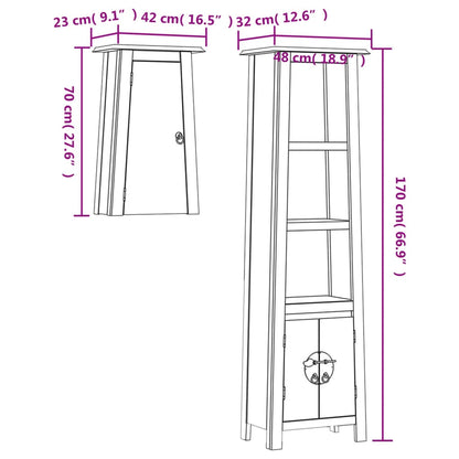 Set Mobili da Bagno 2 pz in Legno Massello di Pino | homemem39