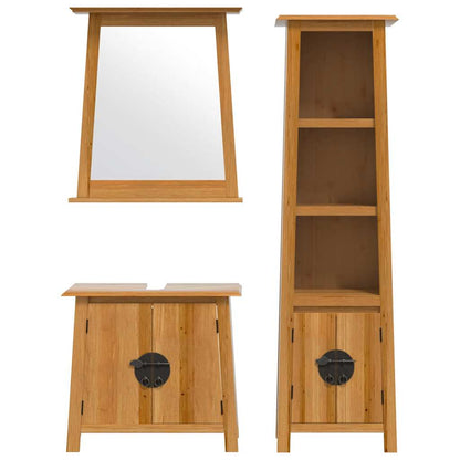 Set Mobili da Bagno 3 pz in Legno Massello di Pino | homemem39