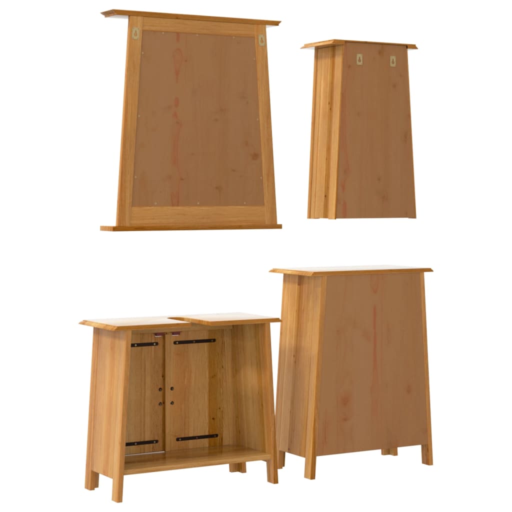 Set Mobili da Bagno 4 pz in Legno Massello di Pino | homemem39