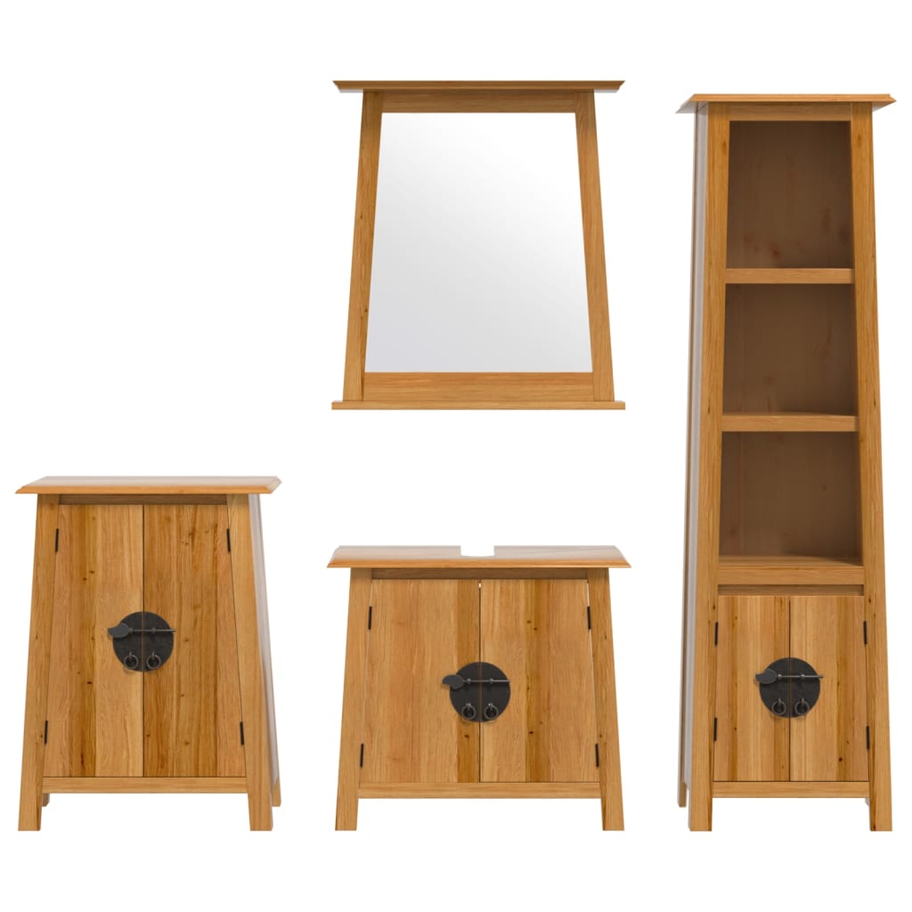 Set Mobili da Bagno 4 pz in Legno Massello di Pino | homemem39
