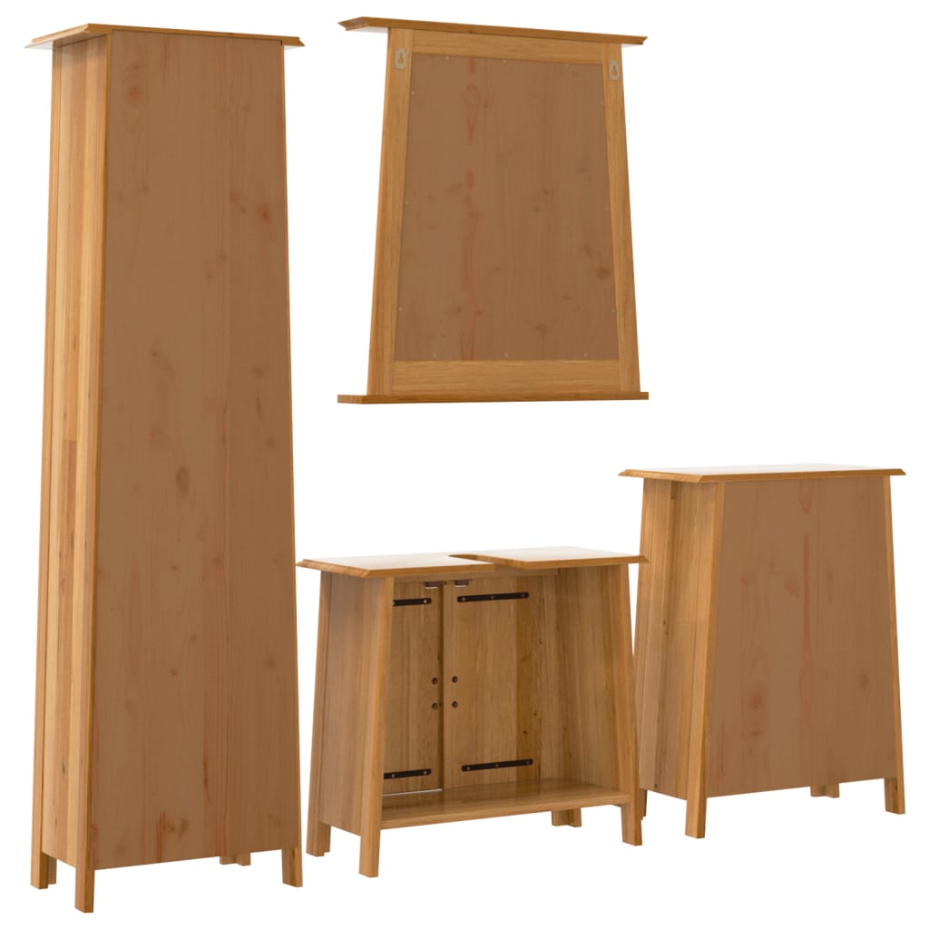 Set Mobili da Bagno 4 pz in Legno Massello di Pino | homemem39