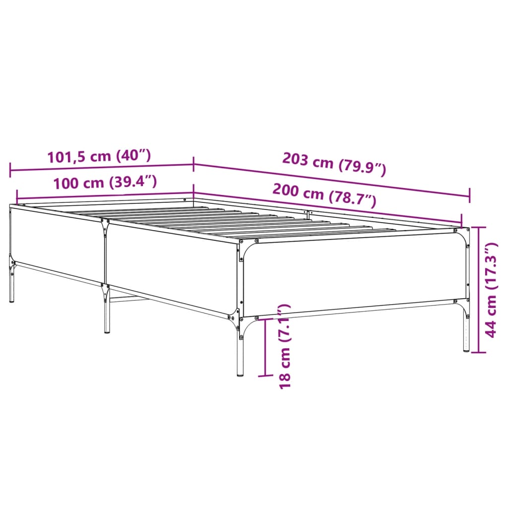 Giroletto Nero 100x200 cm in Legno Multistrato e Metallo | homemem39