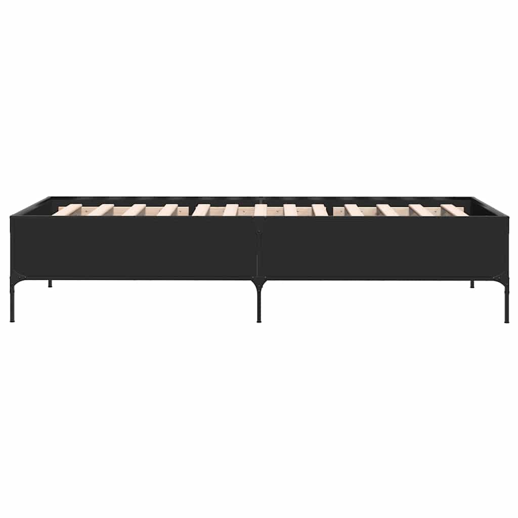 Giroletto Nero 90x200 cm in Legno Multistrato e Metallo | homemem39