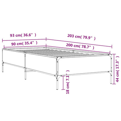 Giroletto Nero 90x200 cm in Legno Multistrato e Metallo | homemem39