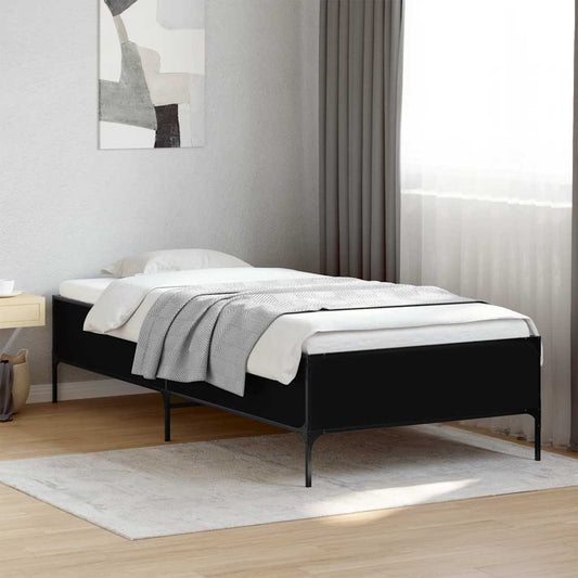 Giroletto Nero 90x200 cm in Legno Multistrato e Metallo | homemem39