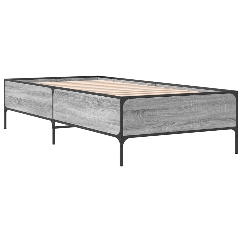 Giroletto Grigio Sonoma 90x200 cm Legno Multistrato e Metallo | homemem39