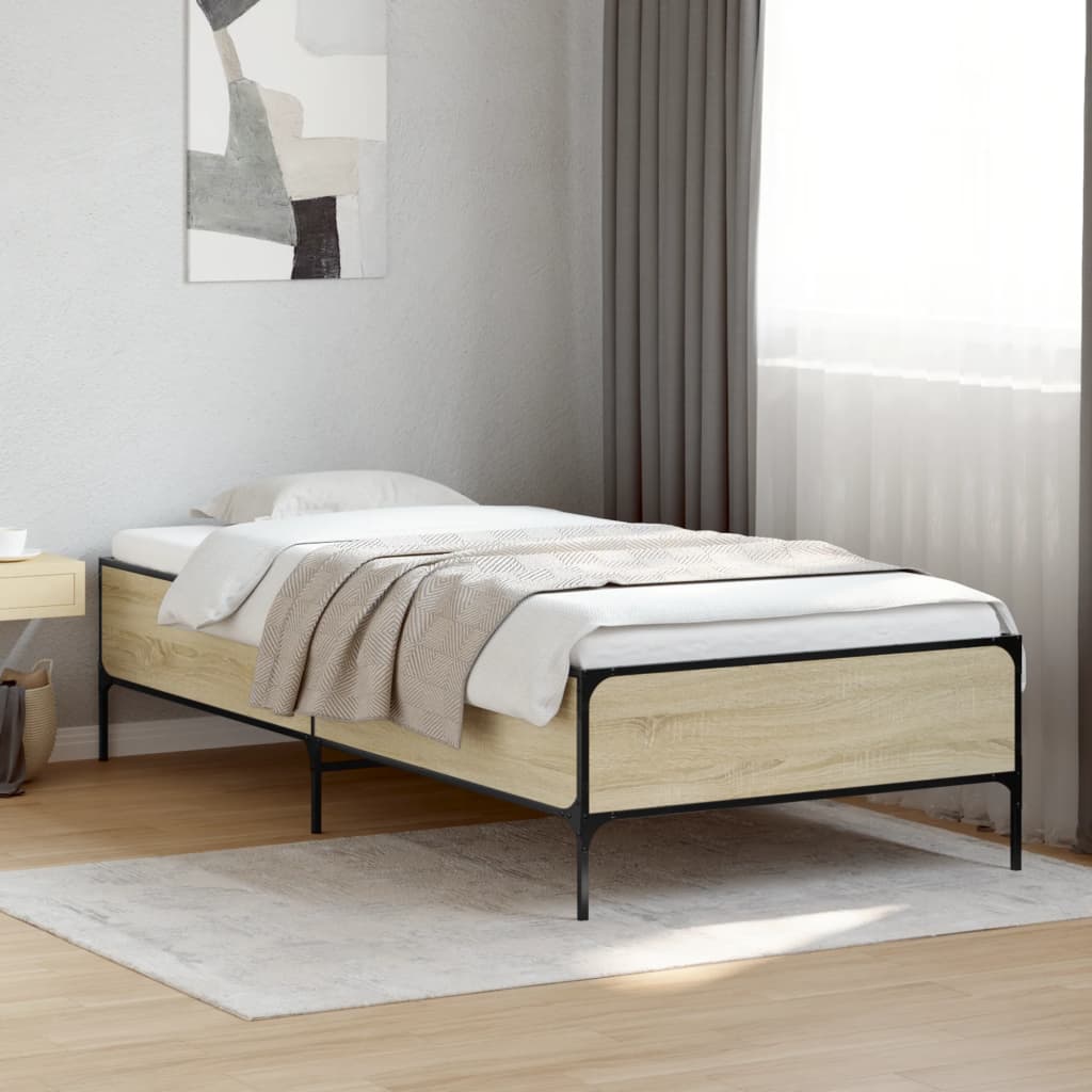 Giroletto Rovere Sonoma 90x190cm in Legno Multistrato e Metallo | homemem39