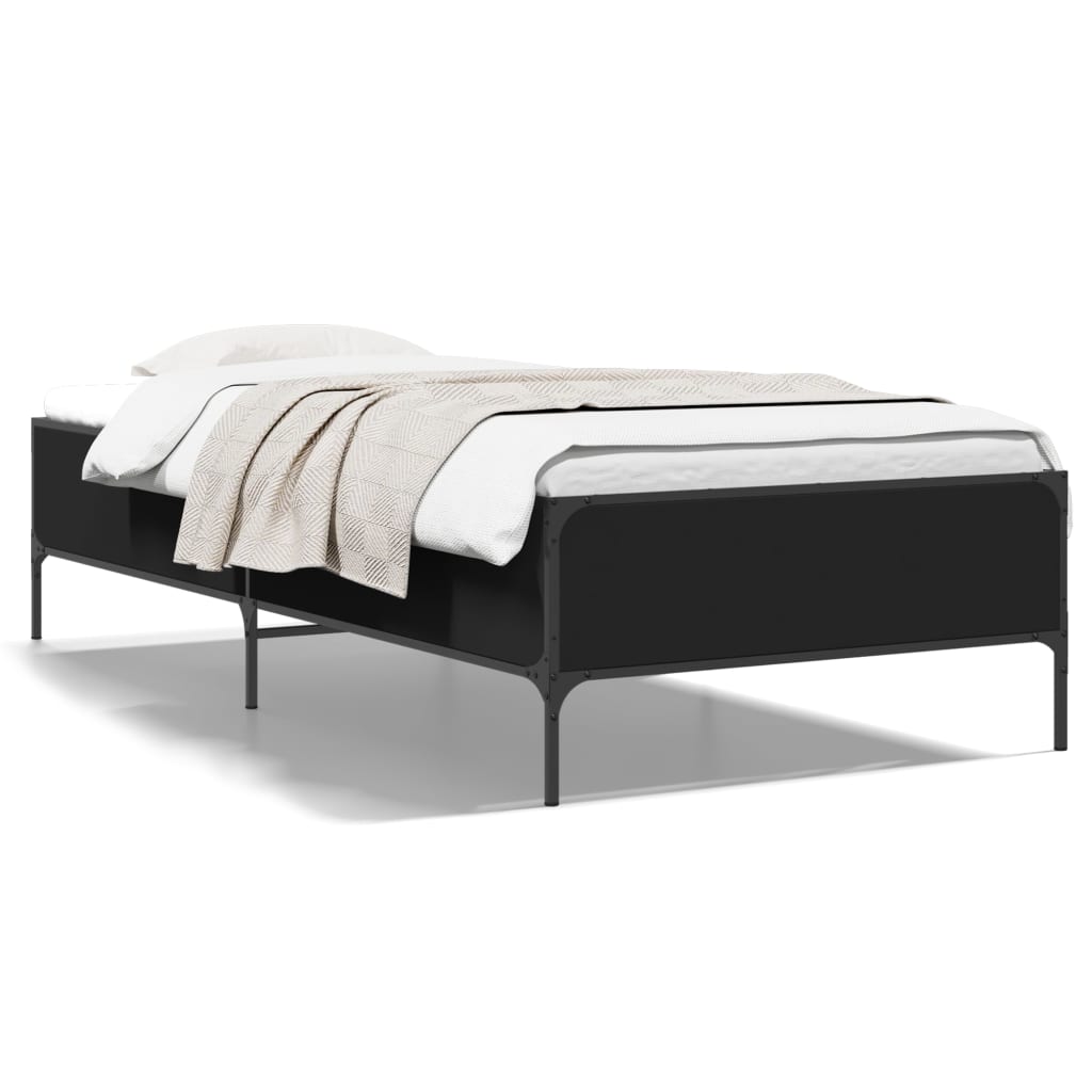 Giroletto Nero 75x190 cm in Legno Multistrato e Metallo | homemem39