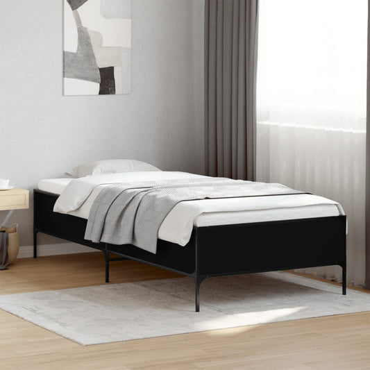 Giroletto Nero 75x190 cm in Legno Multistrato e Metallo | homemem39