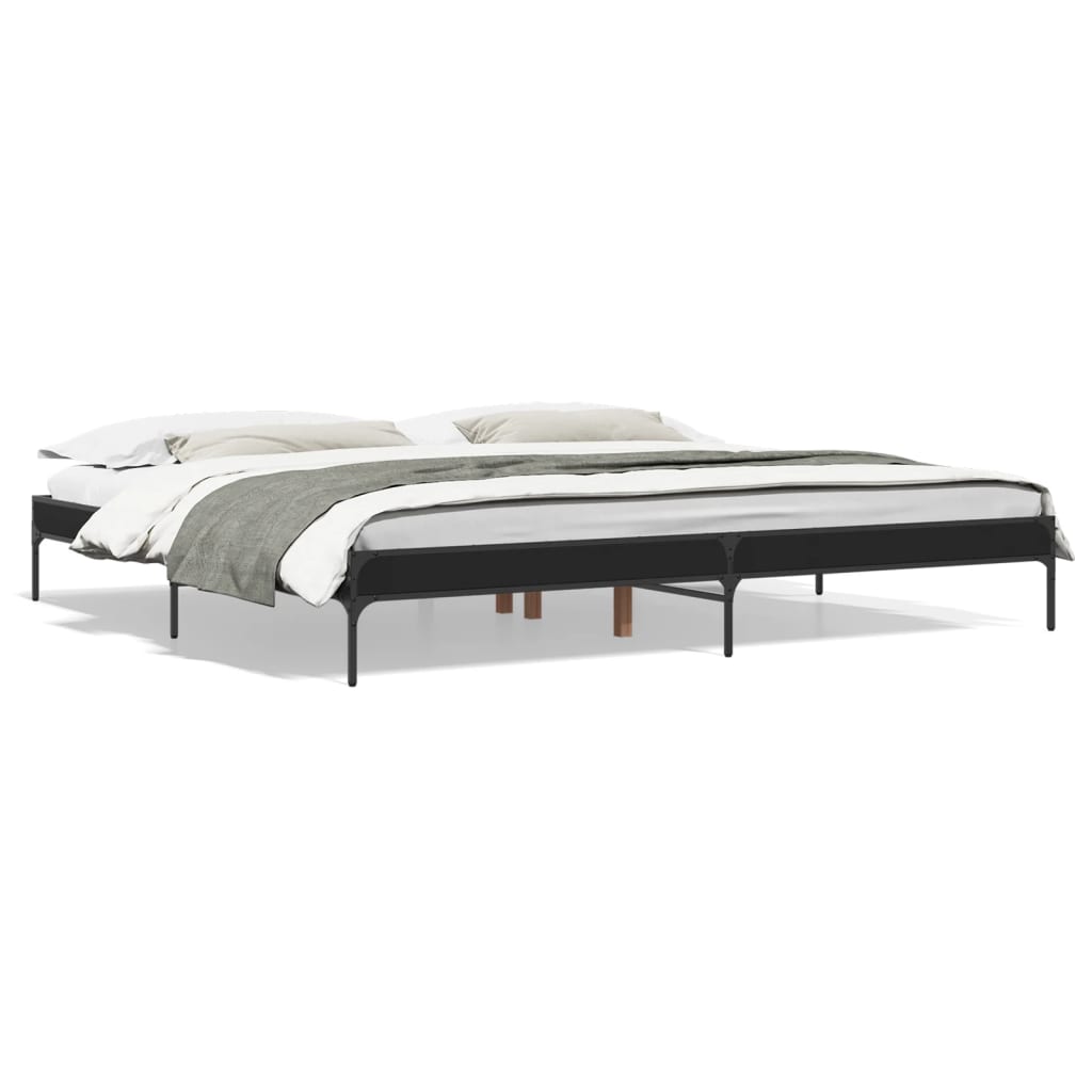 Giroletto Nero 200x200 cm in Legno Multistrato e Metallo | homemem39
