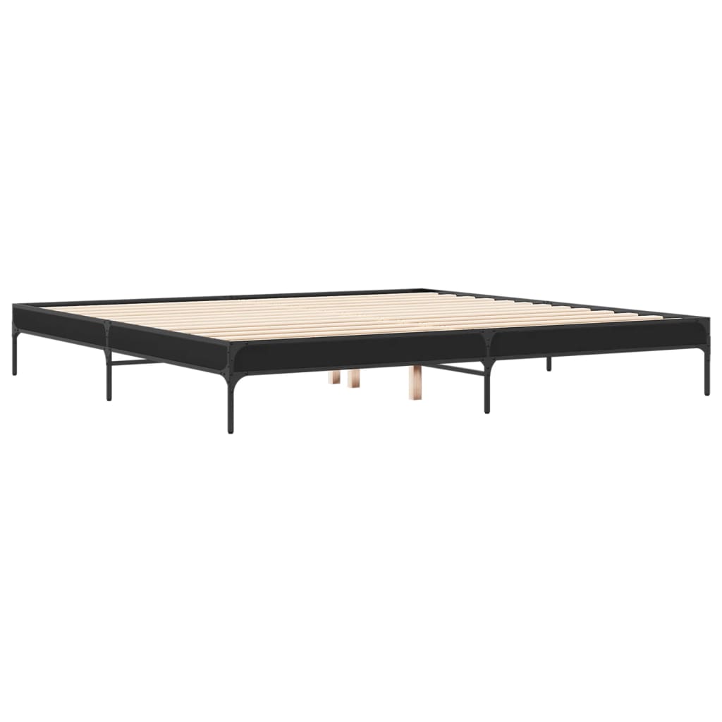 Giroletto Nero 200x200 cm in Legno Multistrato e Metallo | homemem39