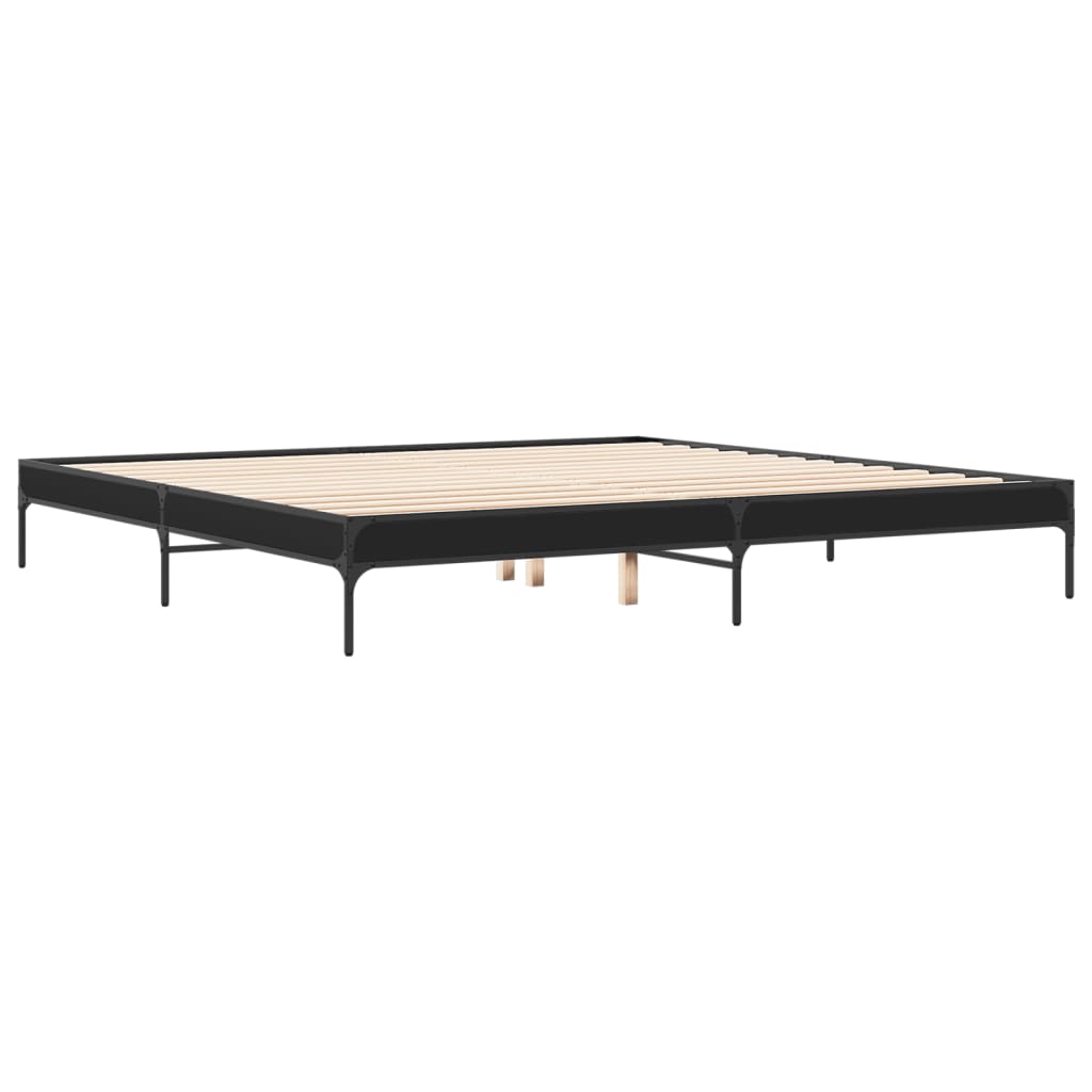Giroletto Nero 200x200 cm in Legno Multistrato e Metallo | homemem39