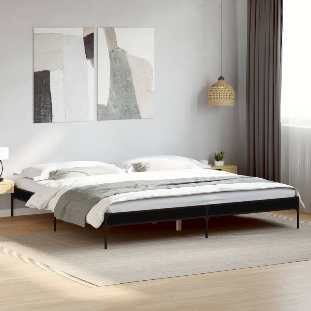 Giroletto Nero 200x200 cm in Legno Multistrato e Metallo | homemem39