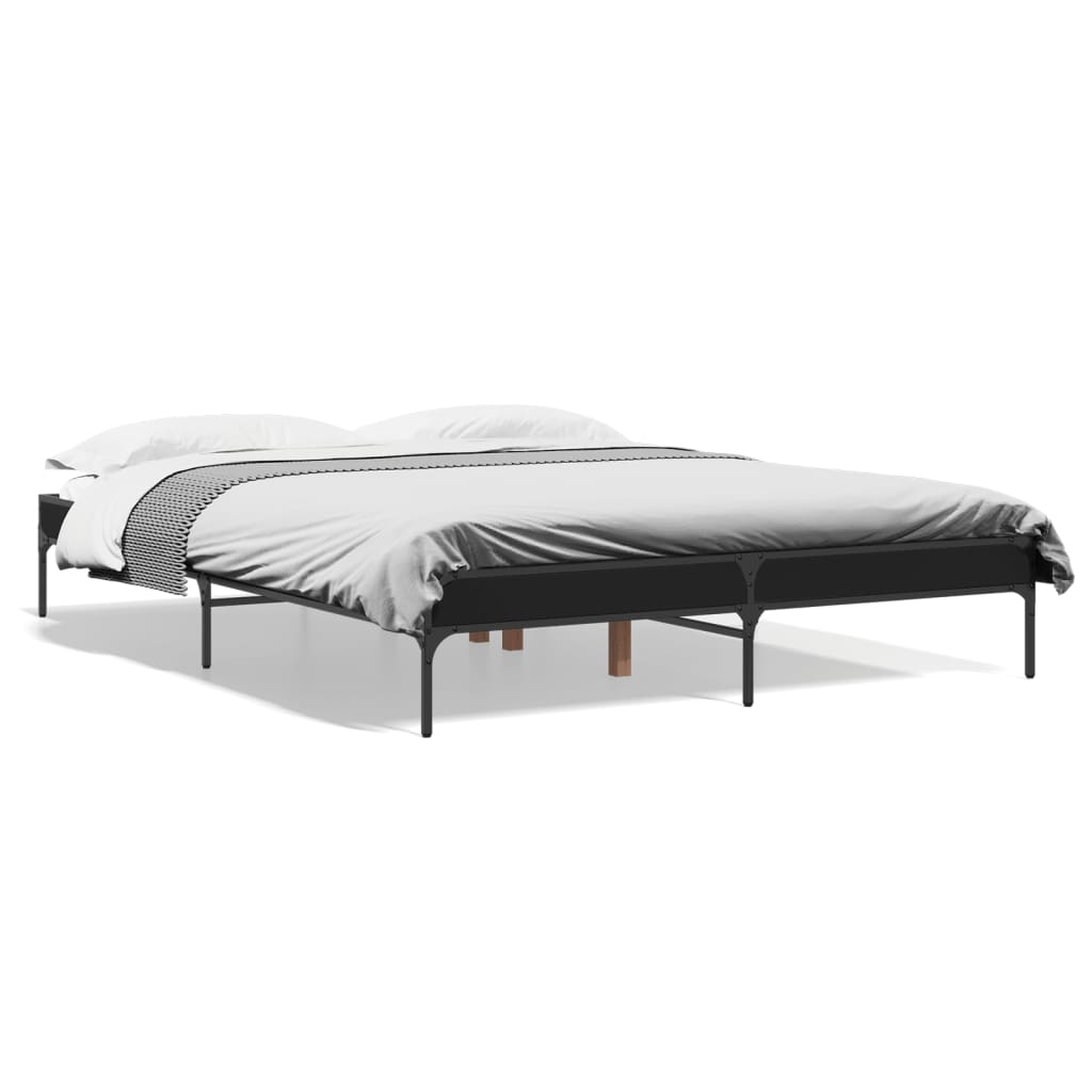 Giroletto Nero 140x200 cm in Legno Multistrato e Metallo | homemem39