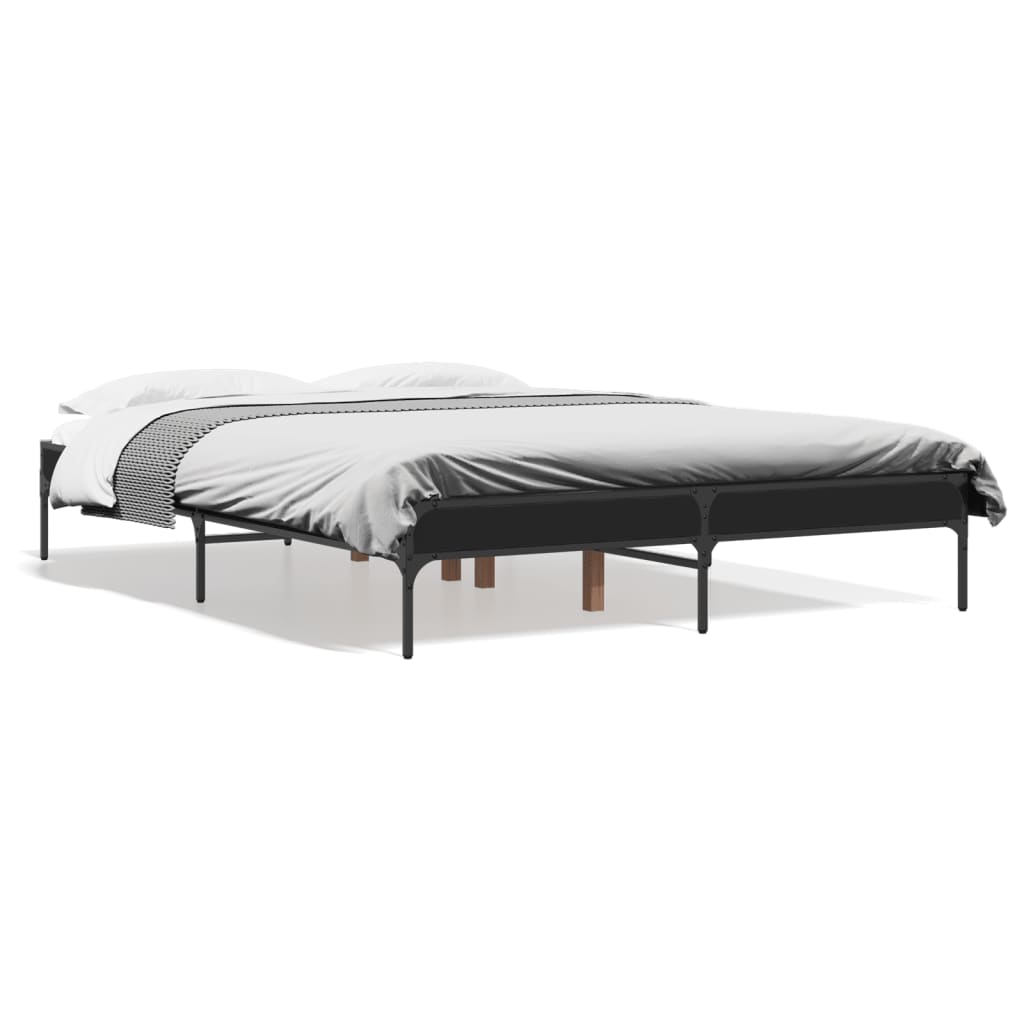 Giroletto Nero 120x200 cm in Legno Multistrato e Metallo | homemem39