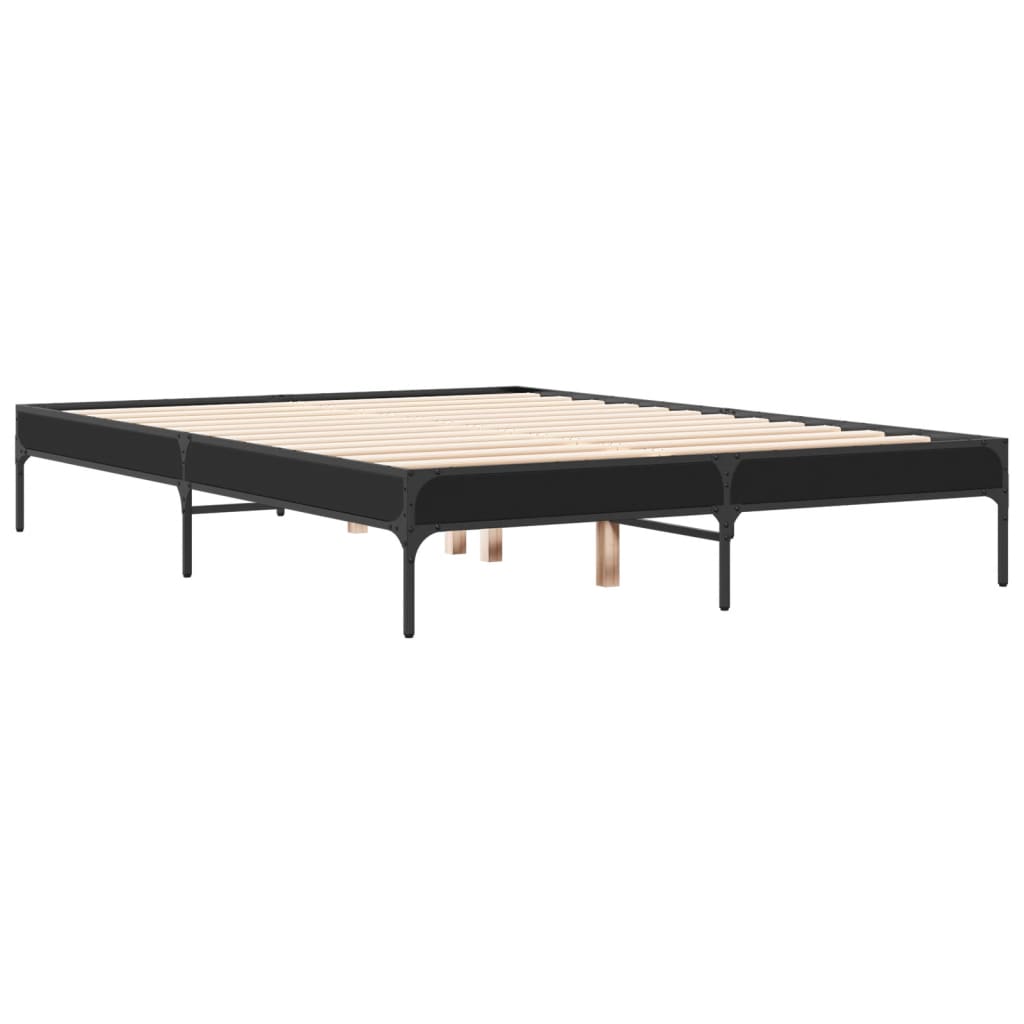 Giroletto Nero 120x200 cm in Legno Multistrato e Metallo | homemem39